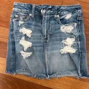 American Eagle Outfitters Blue Distressed Mini Skirt